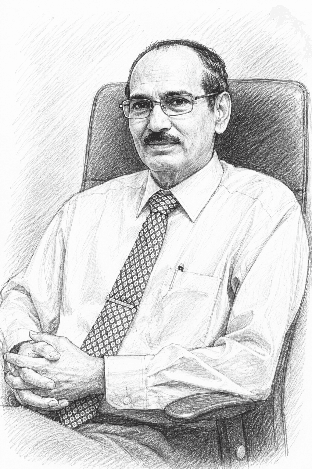 Pencil sketch portrait of Prof. Dr. P. Muthusamy